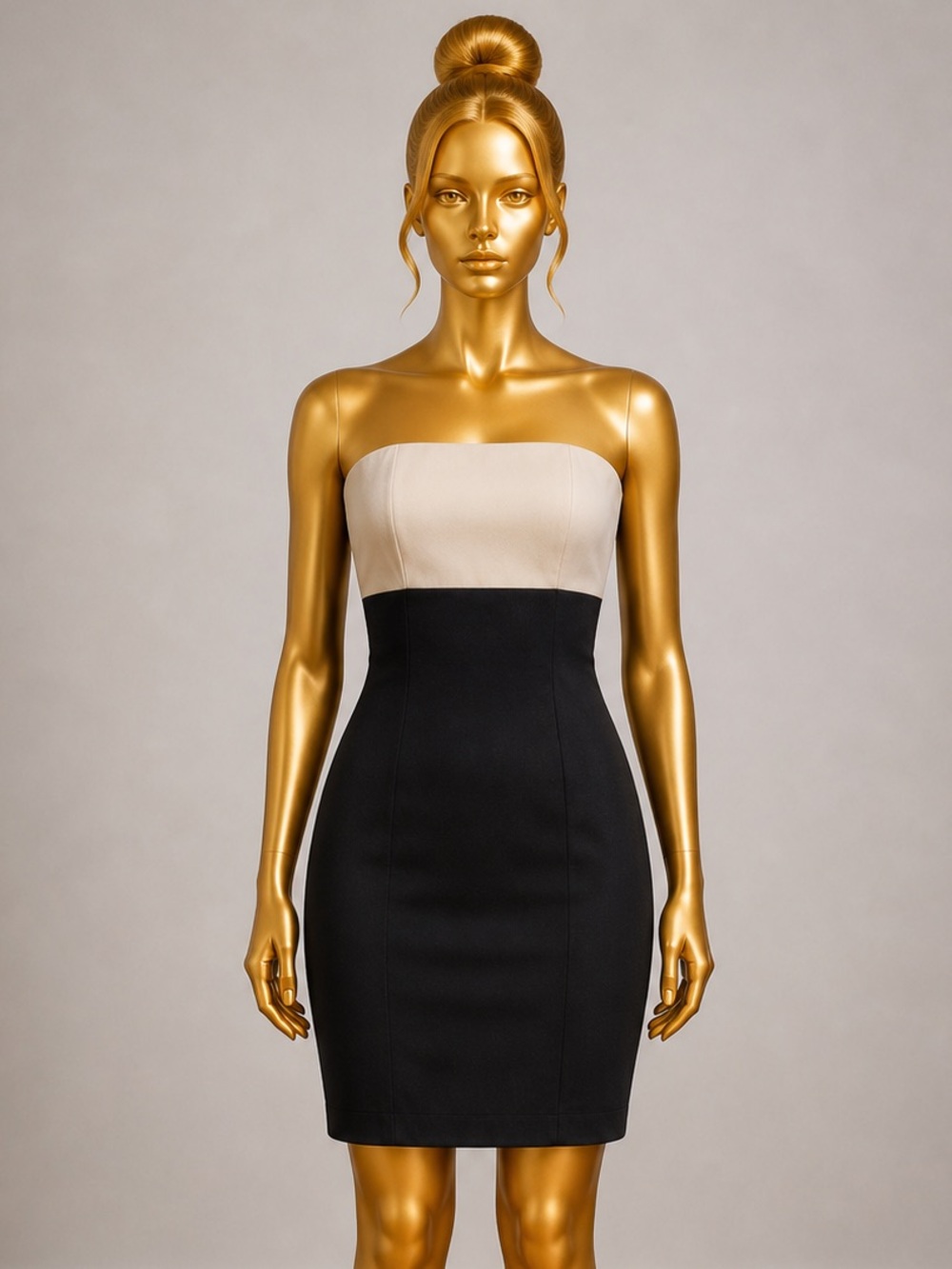 Banana Republic Strapless Black Cream Colorblock Dress Classic Chic Cocktail Sz6